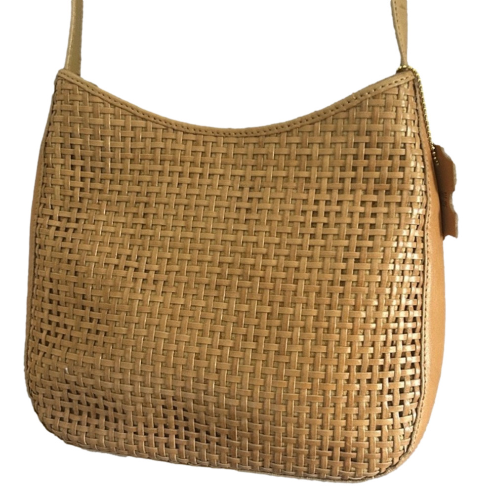 Woven Adjustable Shoulder Bag Tan Genuine Leather EUC CeeKlein British Tan